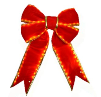 36" LED Prelit Red Velvet Bow with Gold Trim Bows & Decor Lights for Christmas