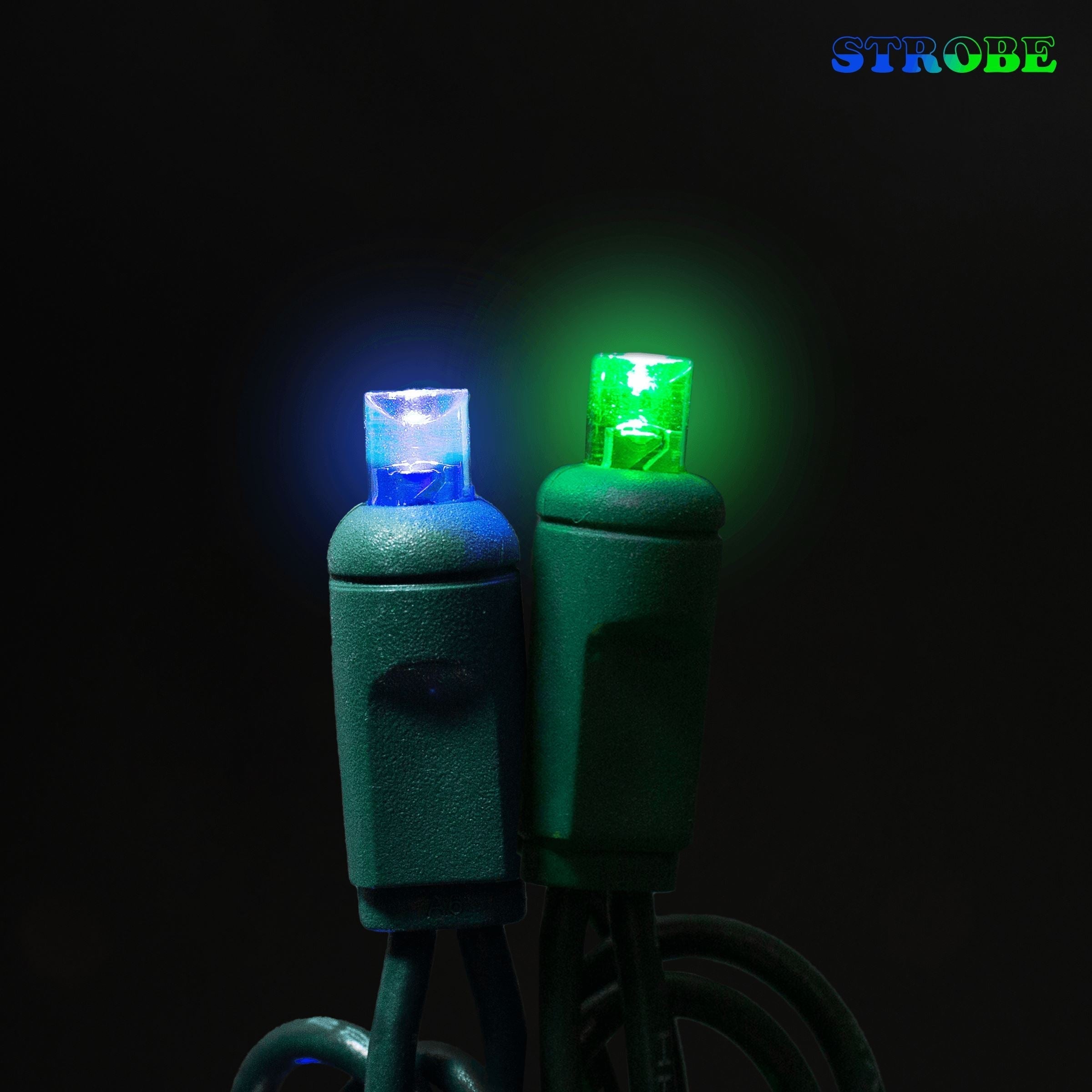 5mm Motion Light Set 50ct Balled-6" Spacing (Strobe / Twinkle) (Green Wire) Light Sets Lights for Christmas Wintergreen - Strobe (Blue / Green)