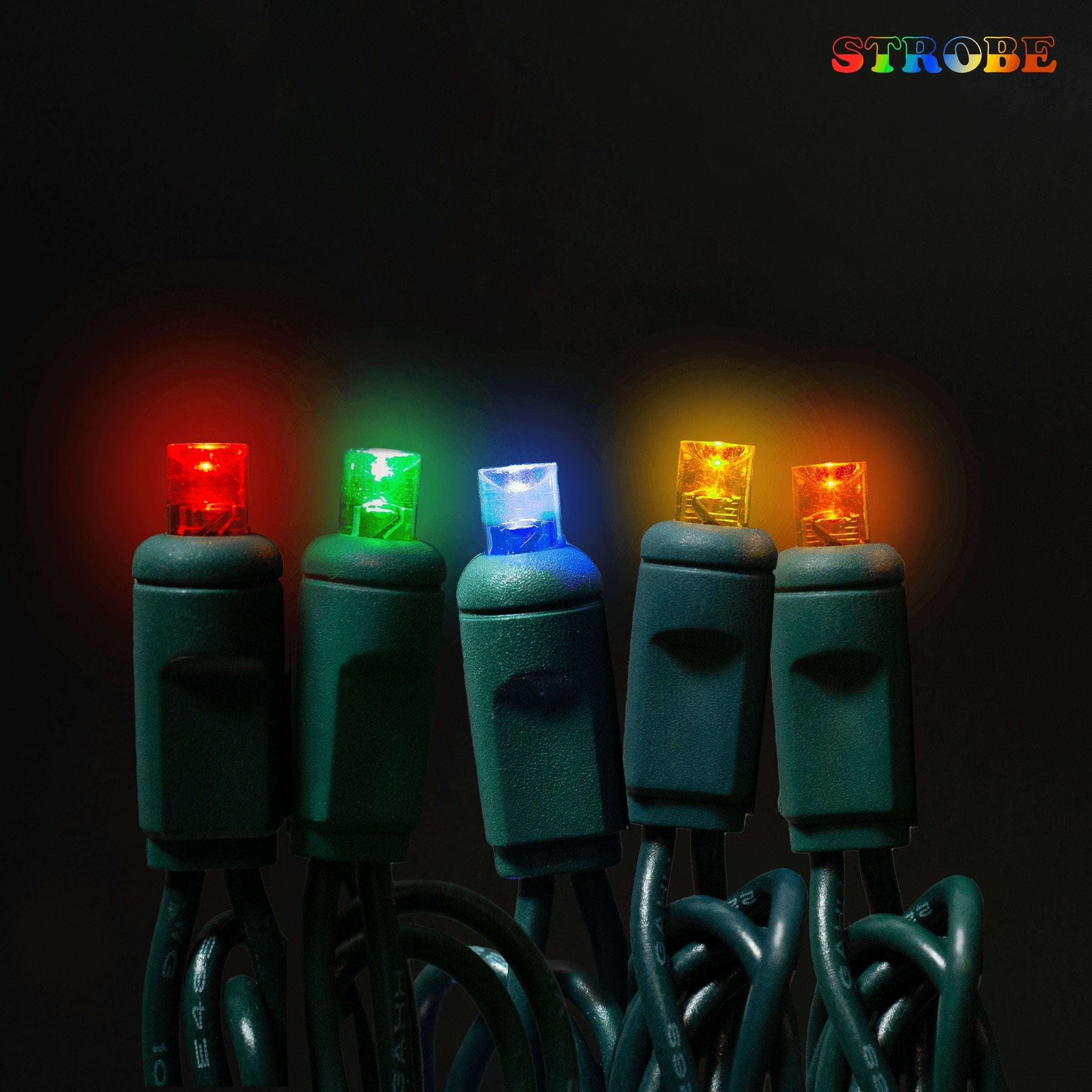 5mm Motion Light Set 50ct Balled-6" Spacing (Strobe / Twinkle) (Green Wire) Light Sets Lights for Christmas Rockefeller - Strobe (Multi)