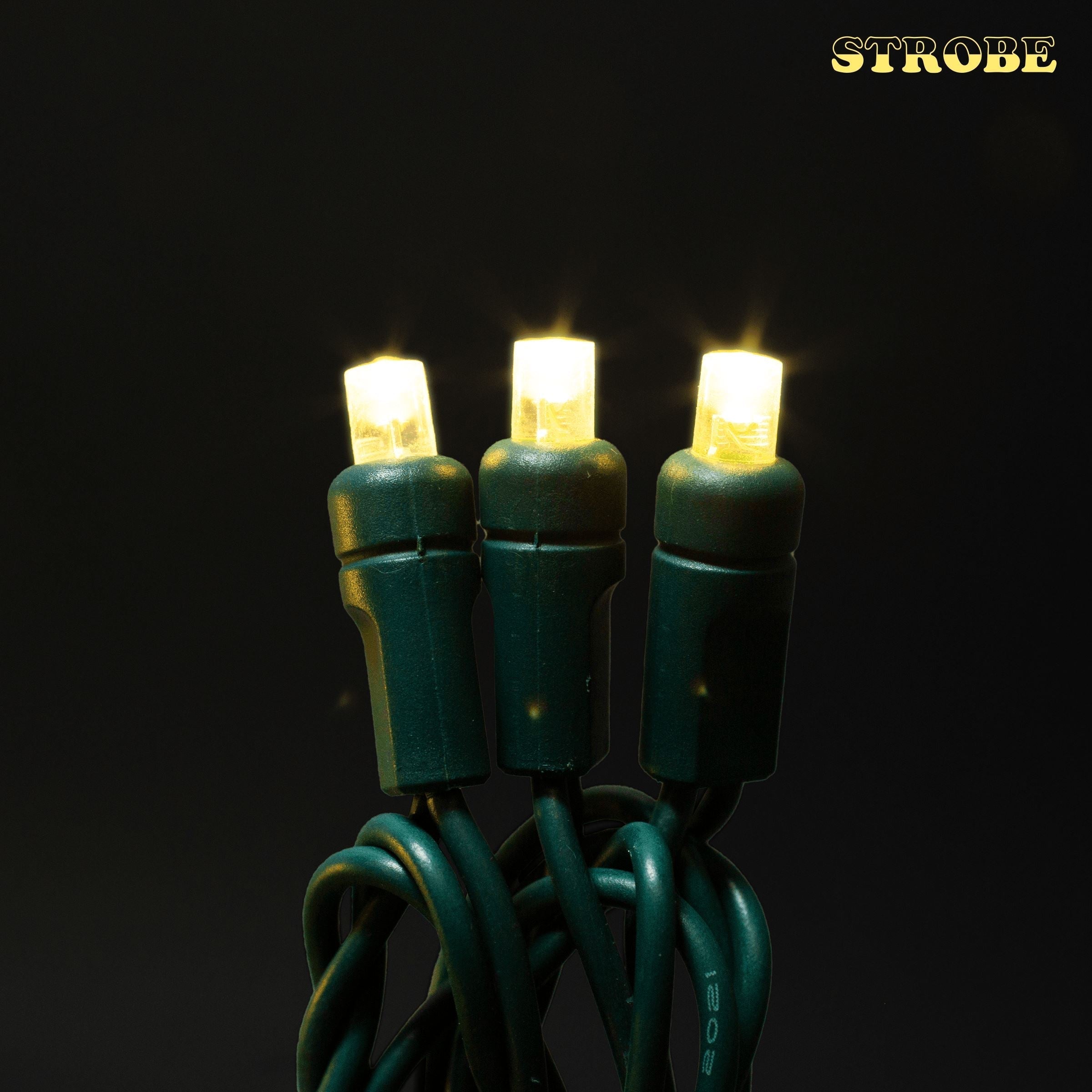 5mm Motion Light Set 50ct Balled-6" Spacing (Strobe / Twinkle) (Green Wire) Light Sets Lights for Christmas Warm White Strobe