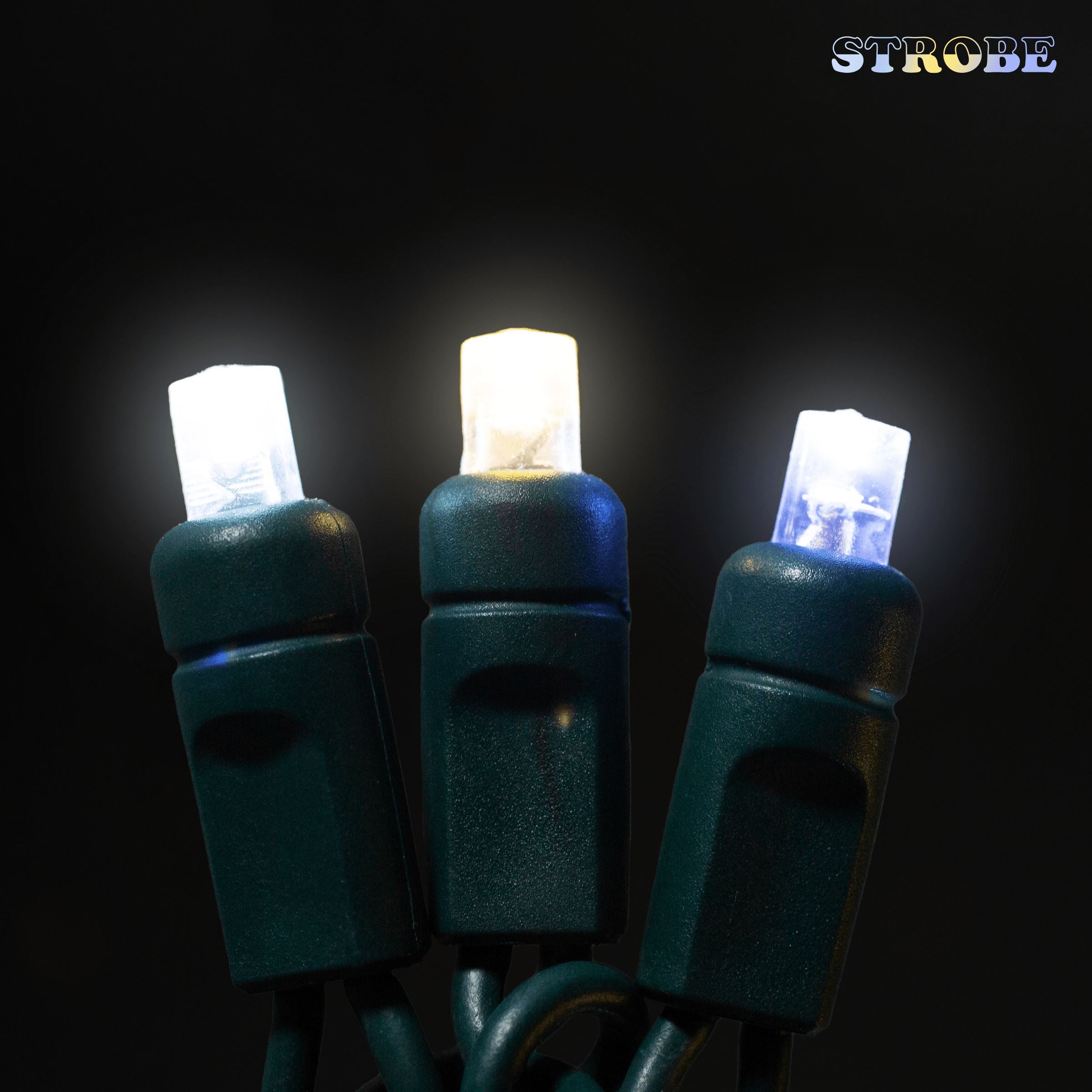 5mm Motion Light Set 50ct Balled-6" Spacing (Strobe / Twinkle) (Green Wire) Light Sets Lights for Christmas Champagne - Strobe (Warm White / Pure White