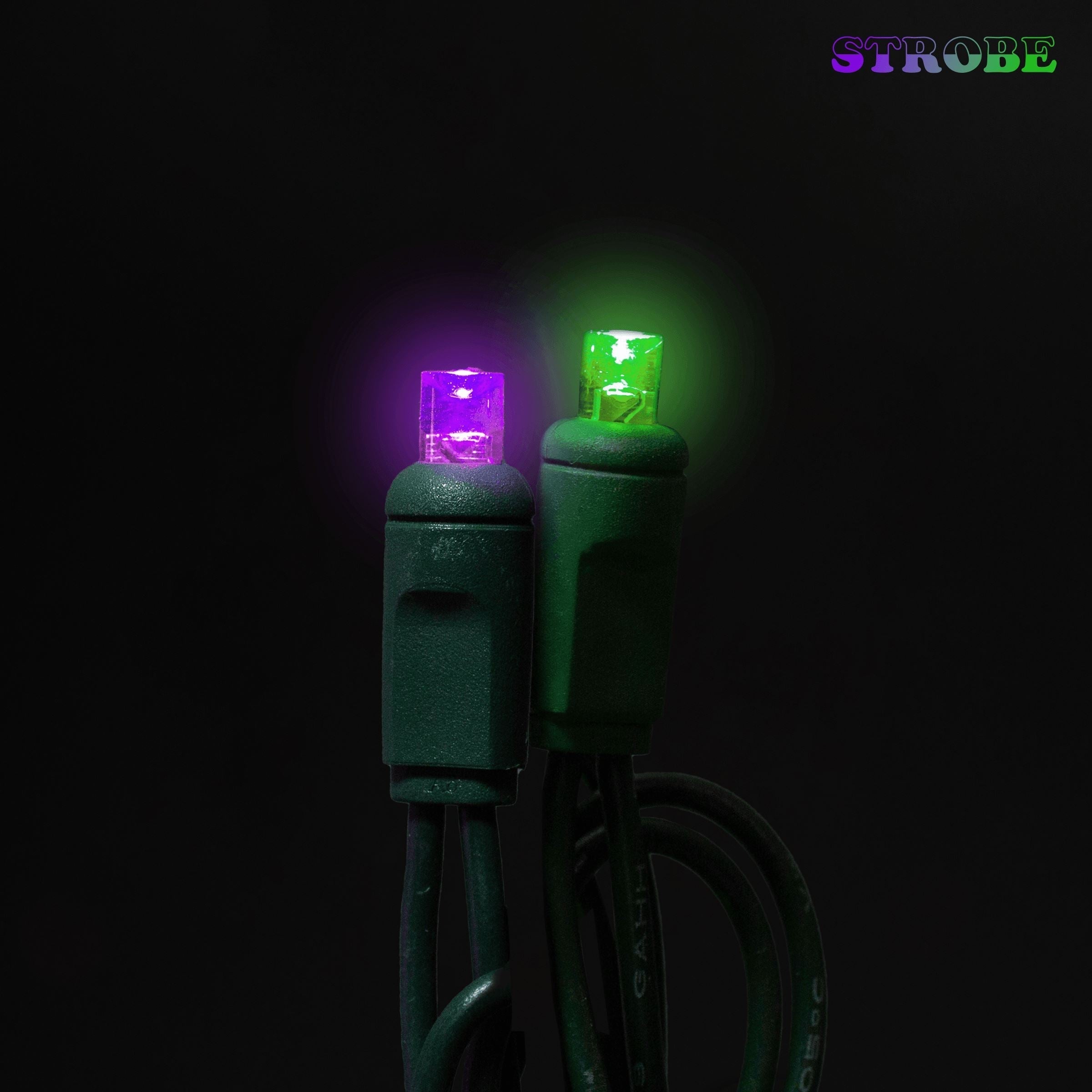 5mm Motion Light Set 50ct Balled-6" Spacing (Strobe / Twinkle) (Green Wire) Light Sets Lights for Christmas Goblin - Twinkle (Purple / Green)