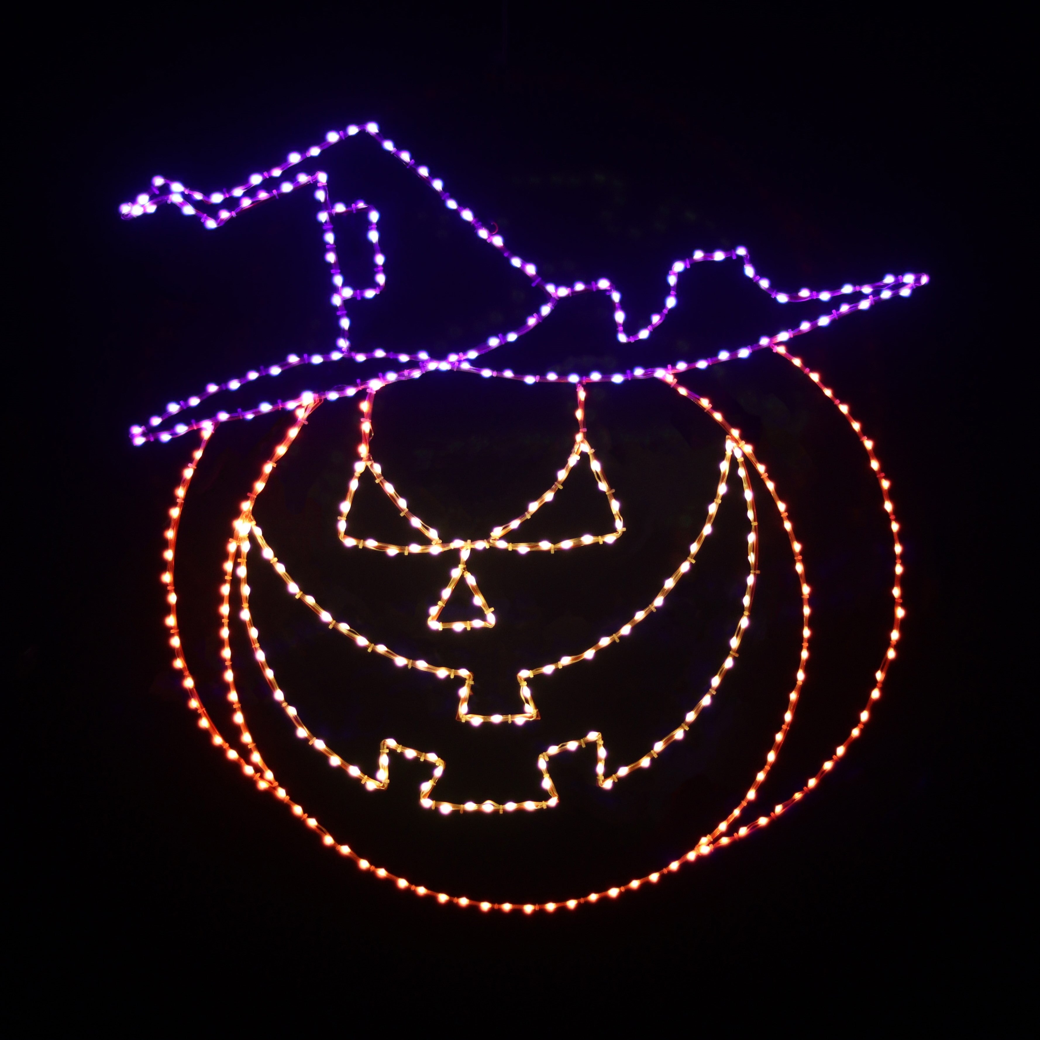 Pumpkin with Witch Hat Wire Decor - 36" Lights for Christmas