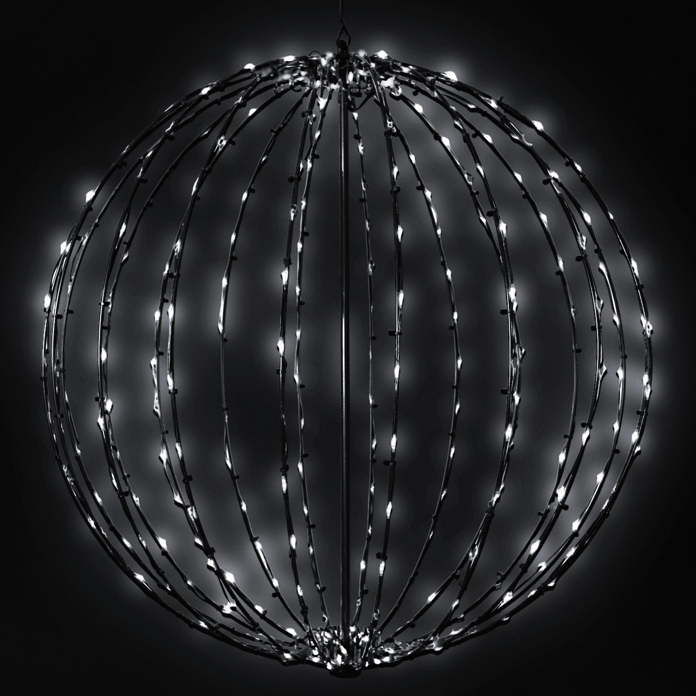Foldable Sphere Brown Wire Spheres Lights for Christmas Pure White 15"