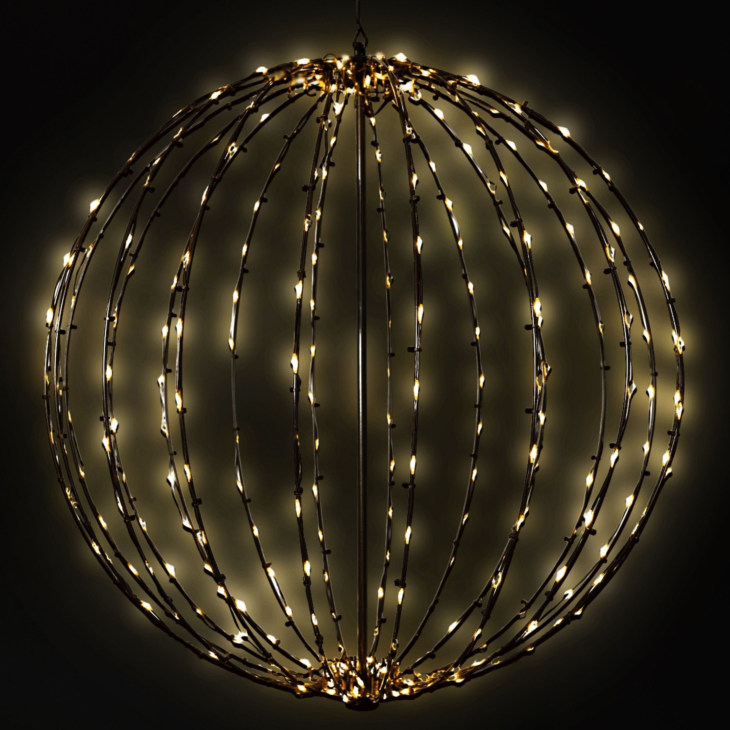 Foldable Sphere Brown Wire Spheres Lights for Christmas Warm White 15"