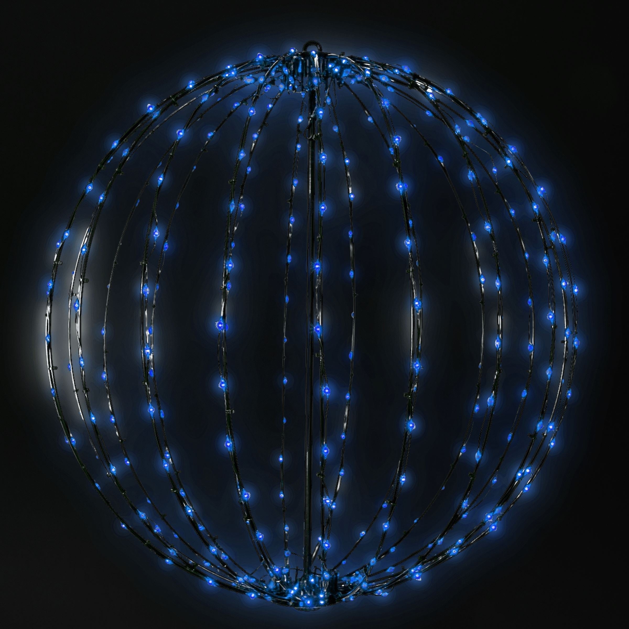Foldable Sphere Brown Wire Spheres Lights for Christmas Blue 15"