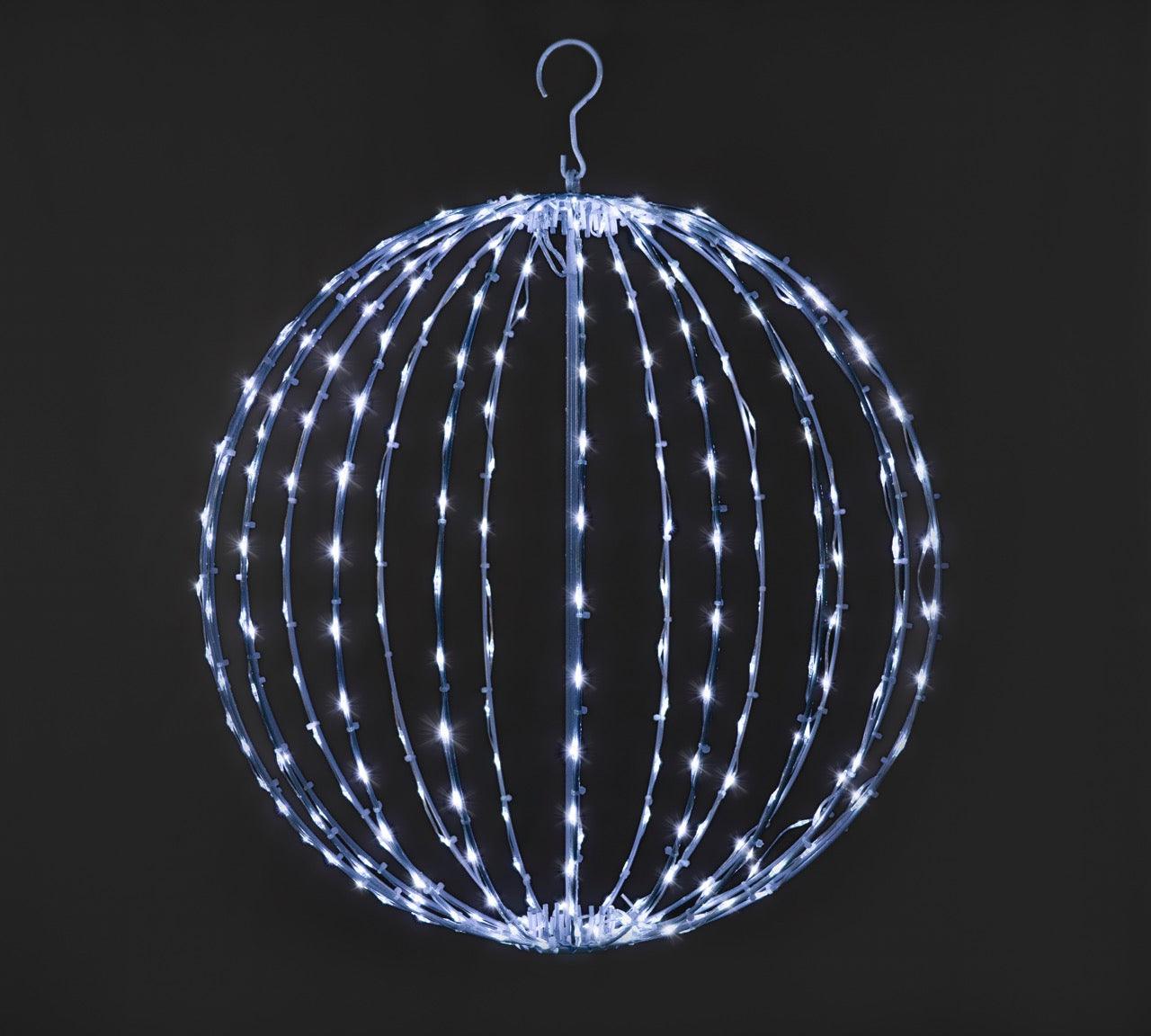 Foldable Sphere White Wire Spheres Lights for Christmas Pure White 15"