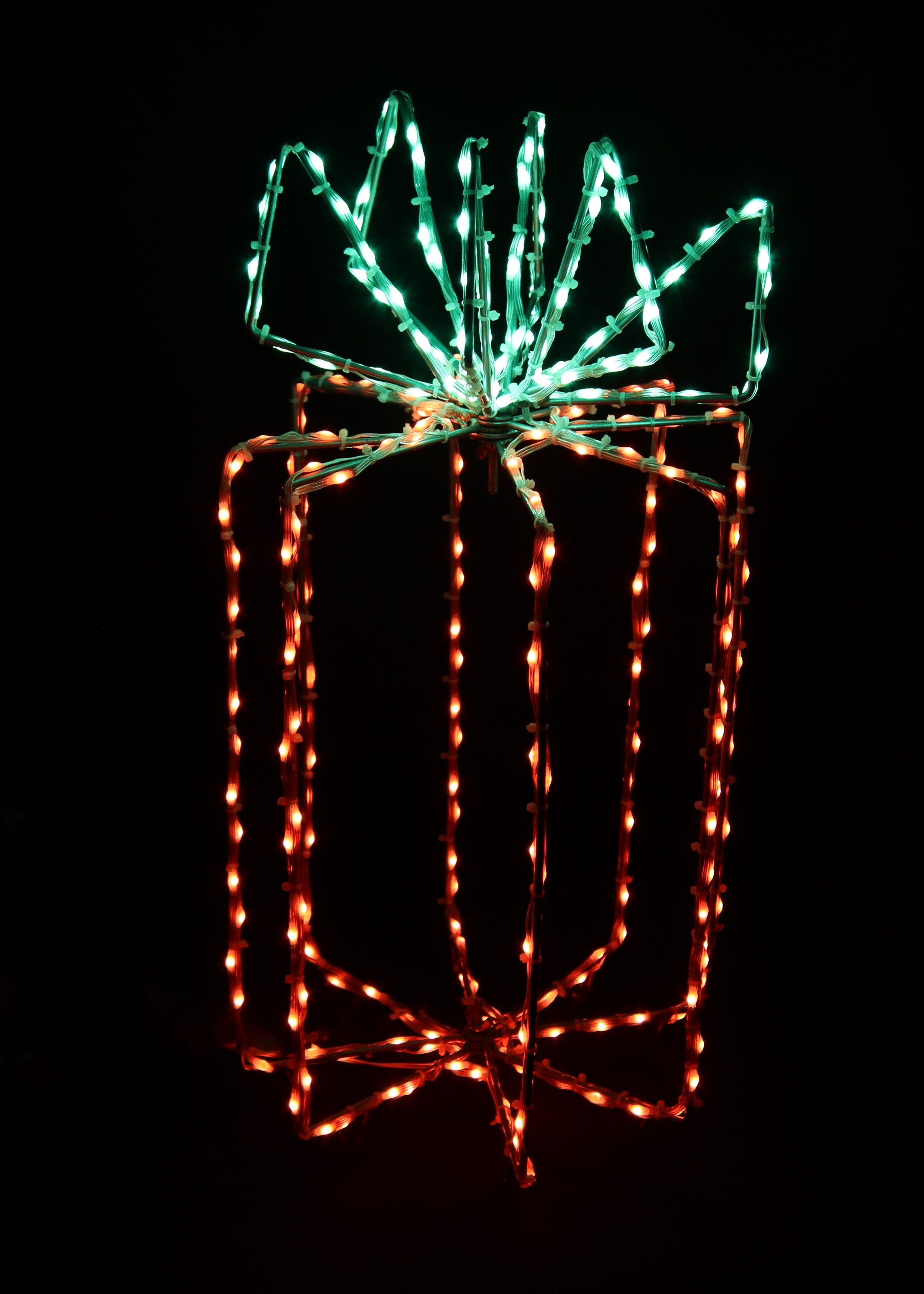 3D Giftbox Wire Decor - 28" Wire Décor Lights for Christmas Red with Green Bow