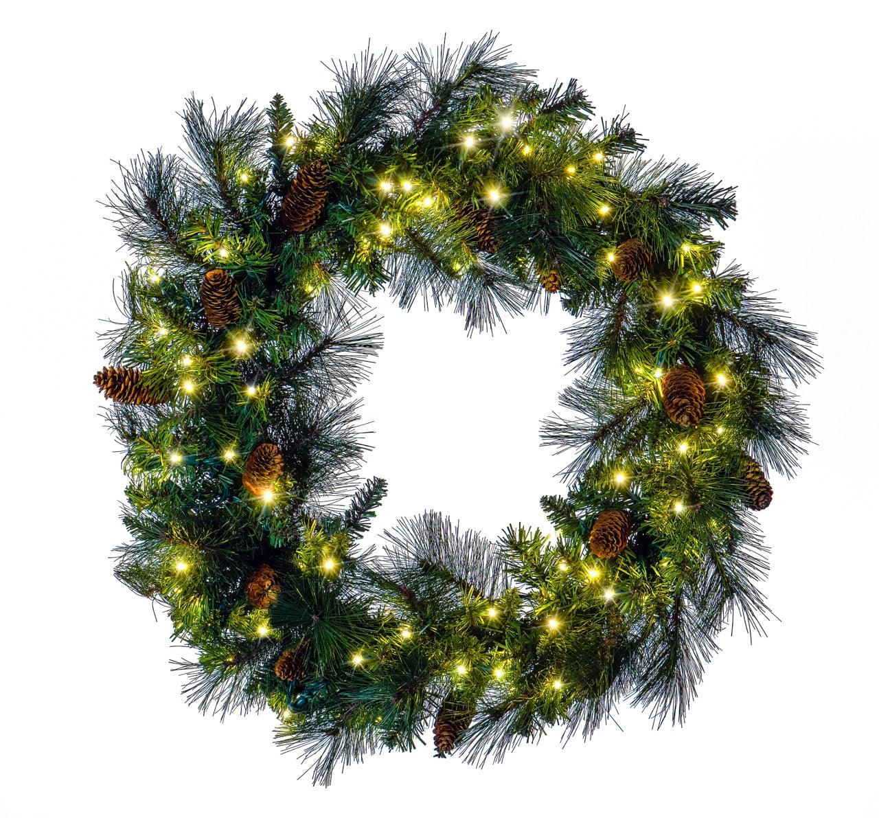 Mixed Noble Wreath Wreaths & Garland Lights for Christmas 30" Warm White