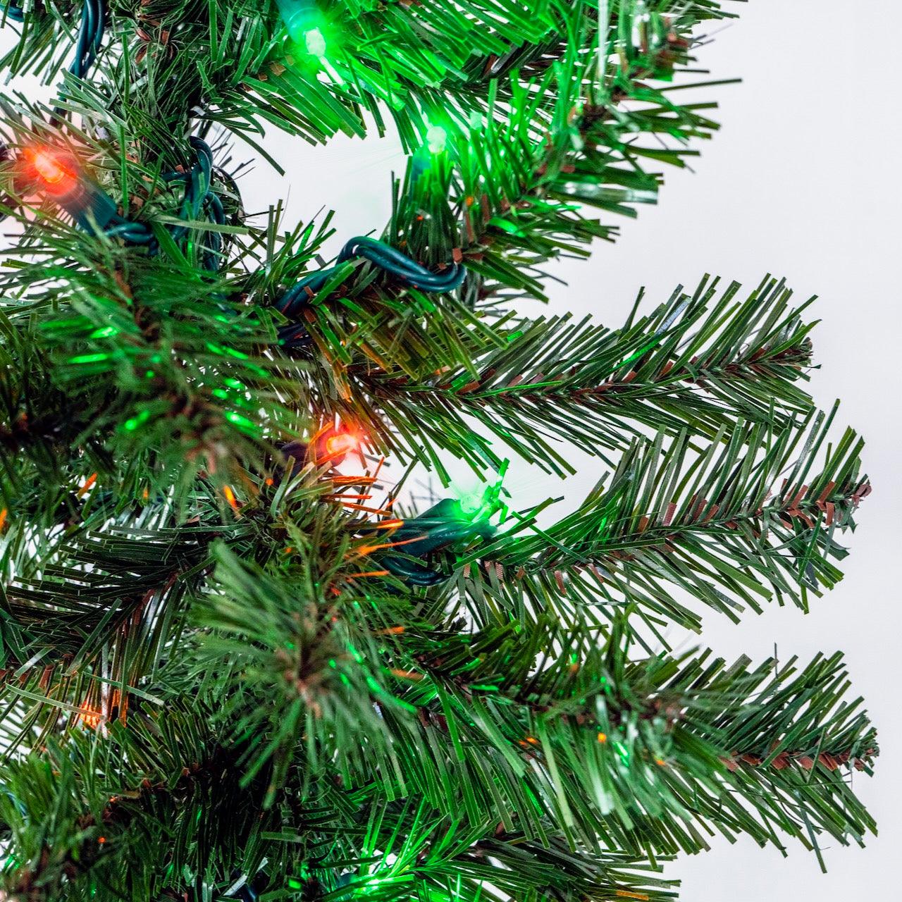Sequoia Fir Garland - 9' Wreaths & Garland Lights for Christmas Grinch - Red/Green/Strobe