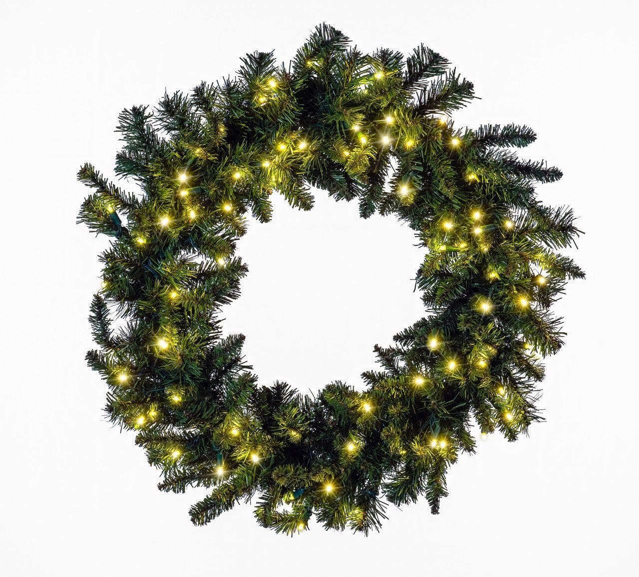 Sequoia Fir Wreath Wreaths & Garland Lights for Christmas 36" Warm White