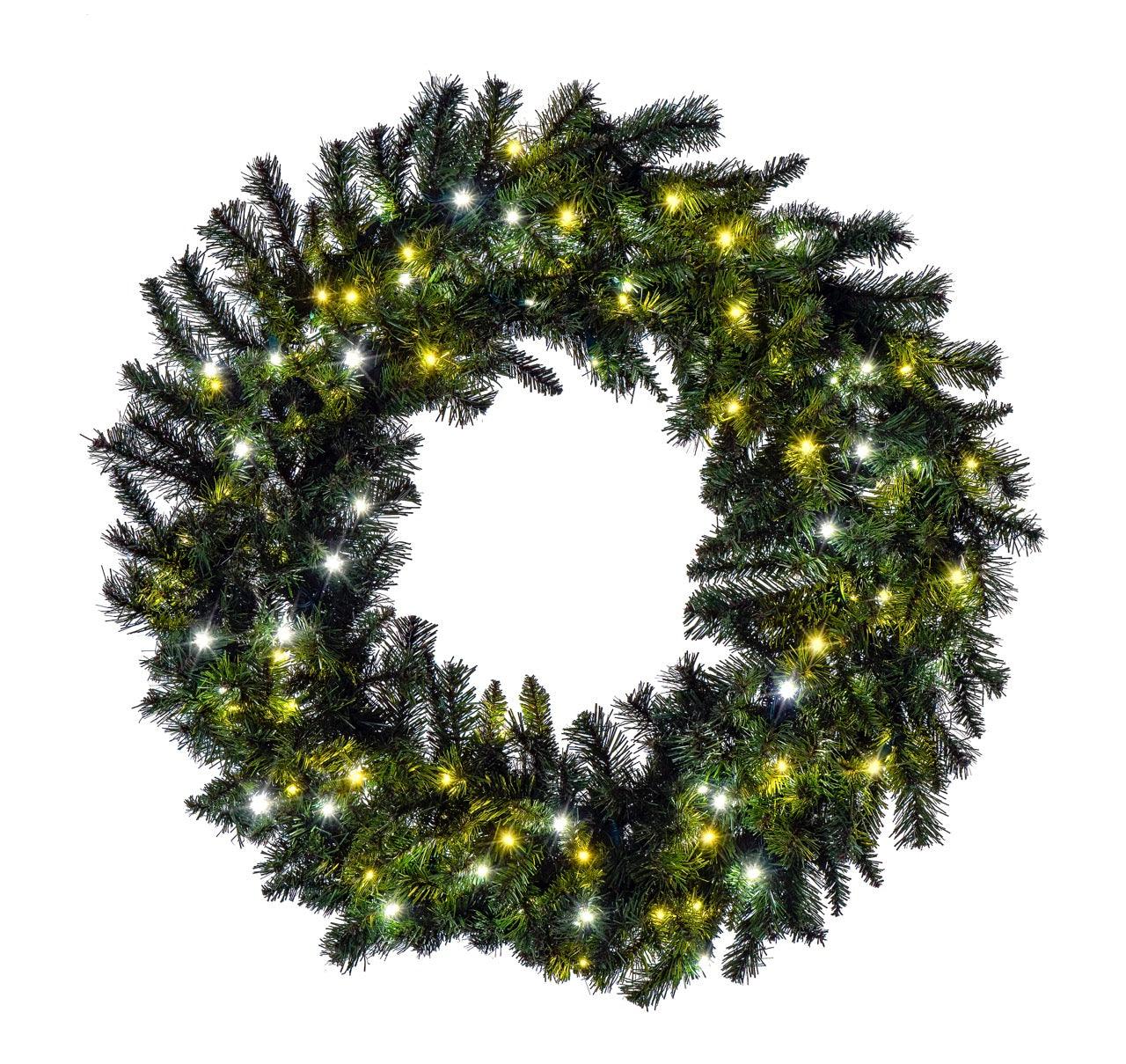 Sequoia Fir Wreath Wreaths & Garland Lights for Christmas 36" Champagne (Strobe)