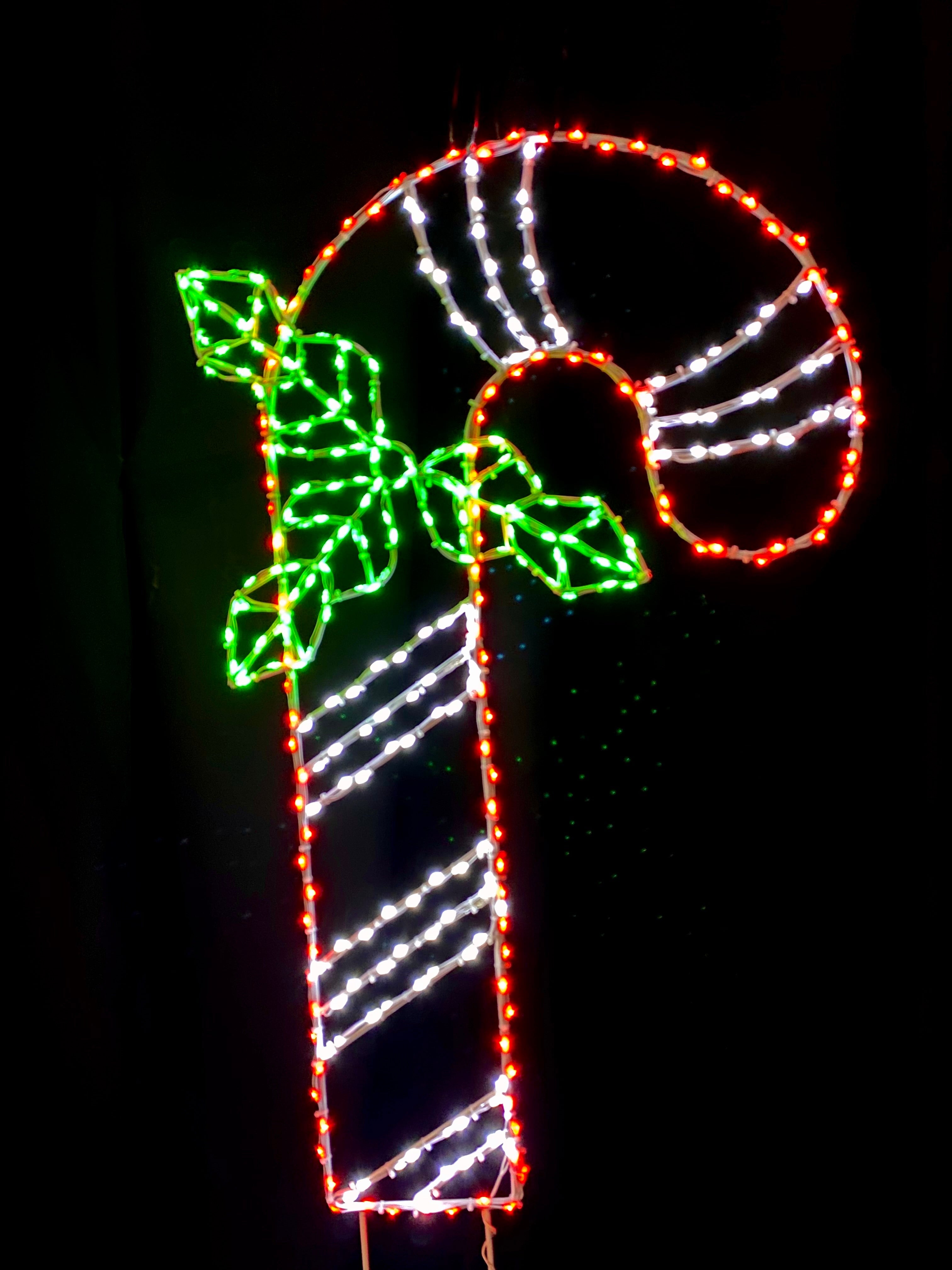 Wire Décor Candy Cane w/Holly 30" Lights for Christmas 