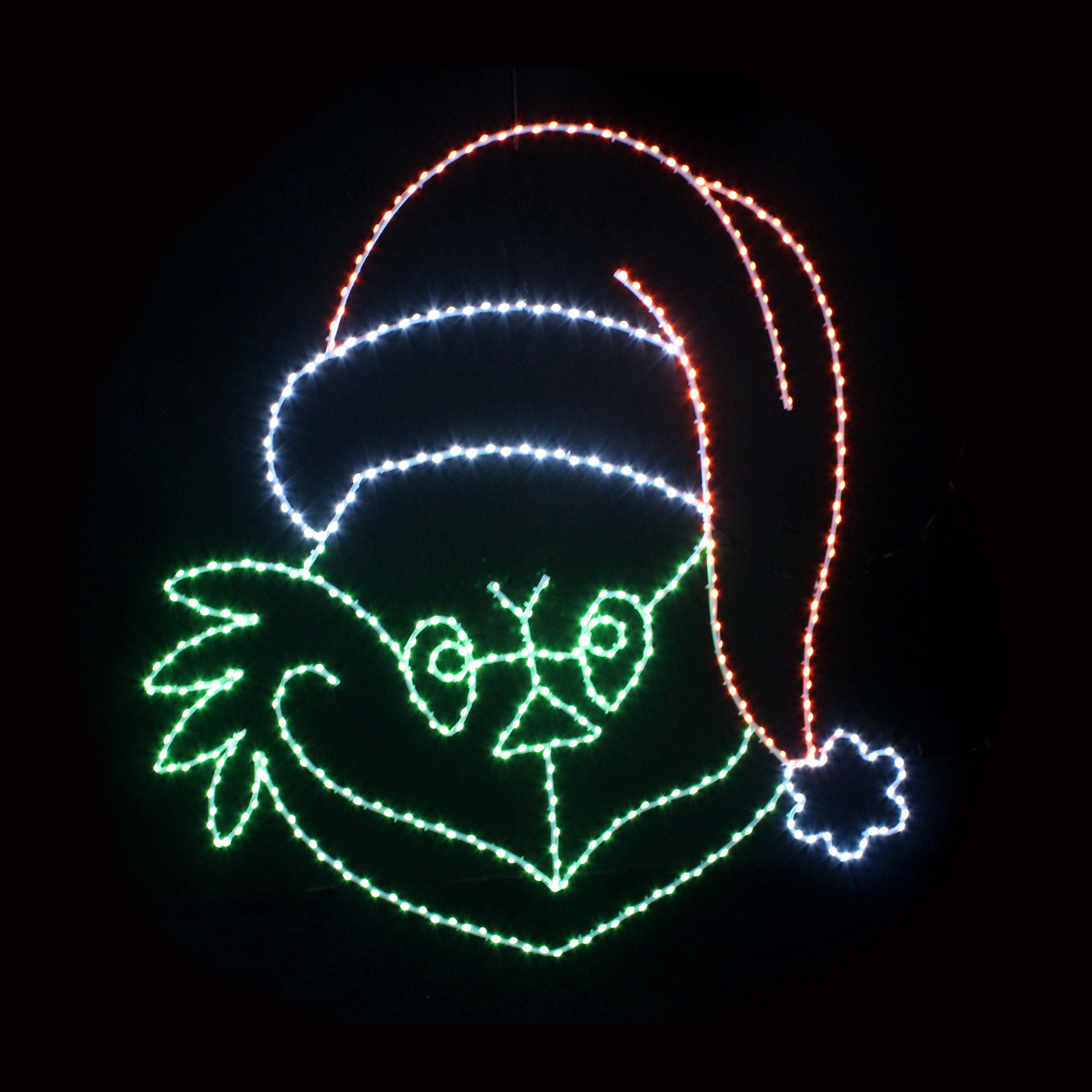 Grinch Face with Hat Wire Décor Lights for Christmas 