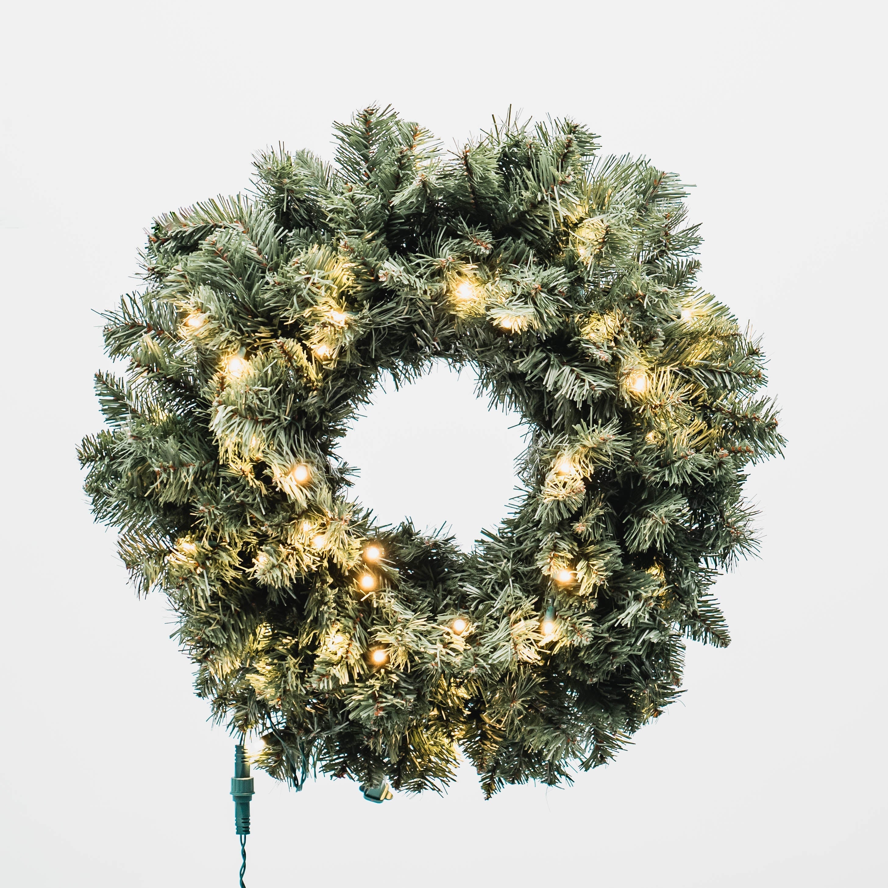 Mixed Evergreen Wreath Wreaths & Garland Lights for Christmas 48" - Hinged Warm White 